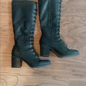 Aldo black tie up boots